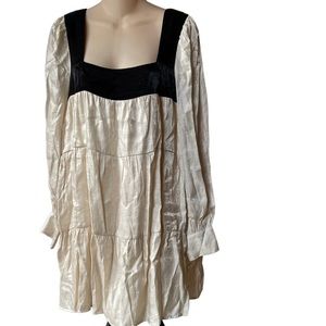Akira IVORY Cream silky shift dress Med NWT